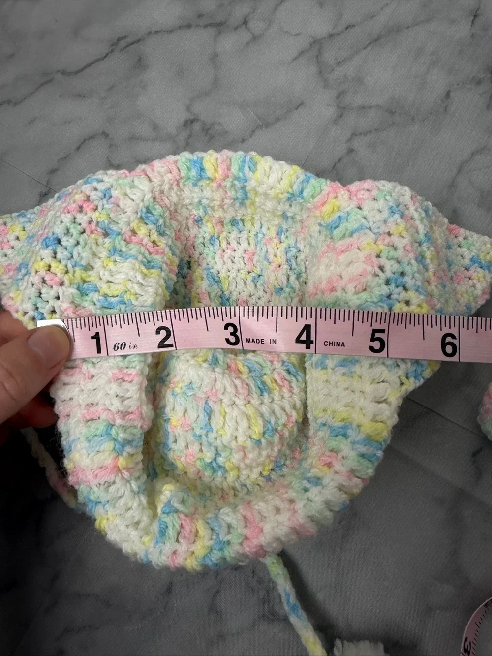 Pastel Crochet Pom Pom Earflap Beanie Hat Baby/Toddler Photoshoots Winter Cozy